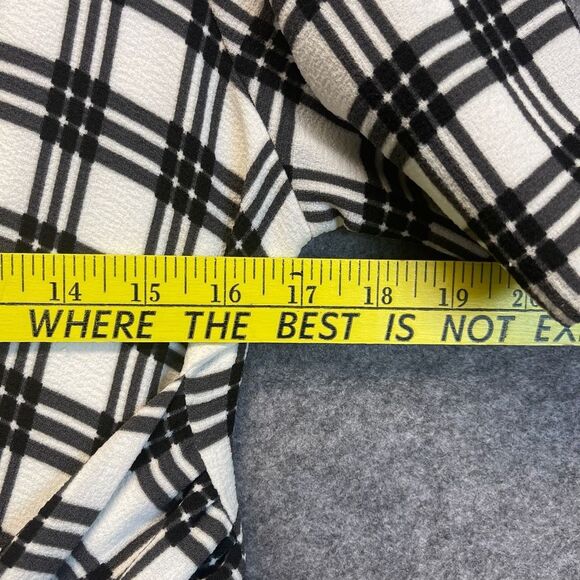 ELLE Black White Plaid Fit & Flare Dress Handkerchief Hem Size Large Zipper EUC - Picture 6 of 15